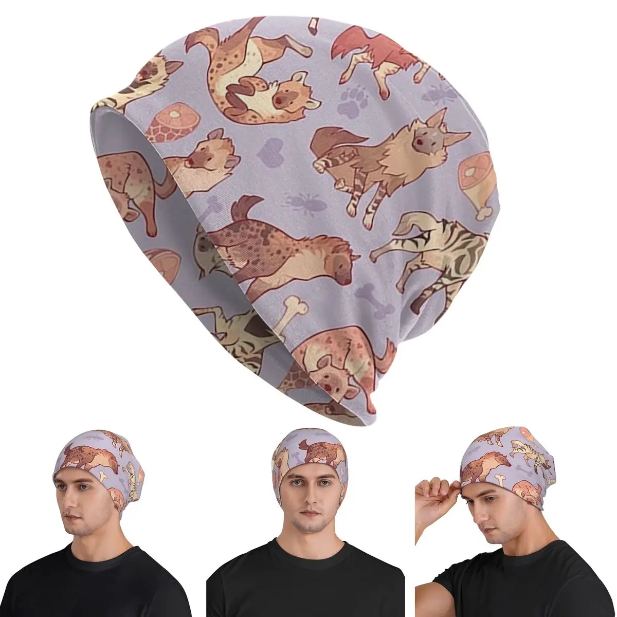 

Hyenas In Lavende Skullies шапки шапки теплая осенне-зимняя уличная шапка вязаная шапка для взрослых унисекс