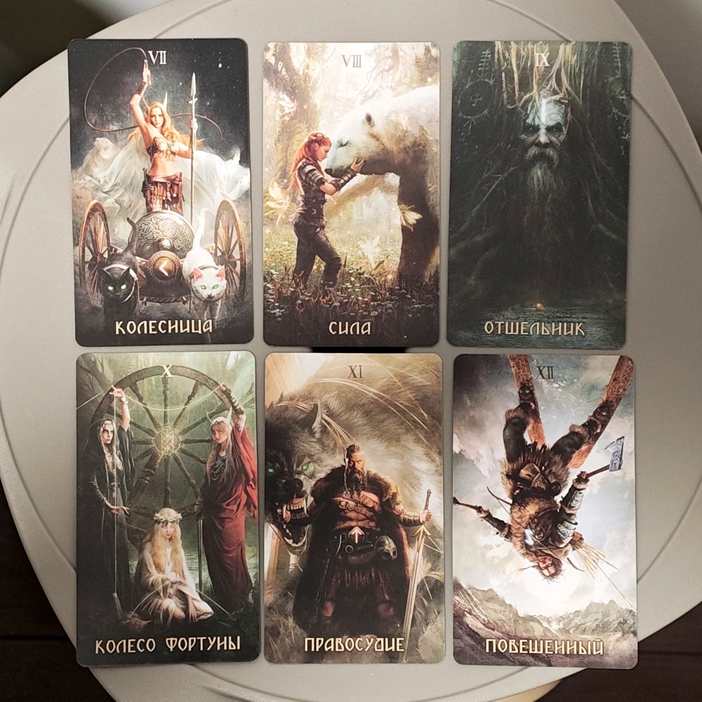 Baraja de Tarot rúnico en idioma ruso, 10,3x6cm, 78 Uds. De cartas de Tarot basadas en los dioses y la mitología nórdica