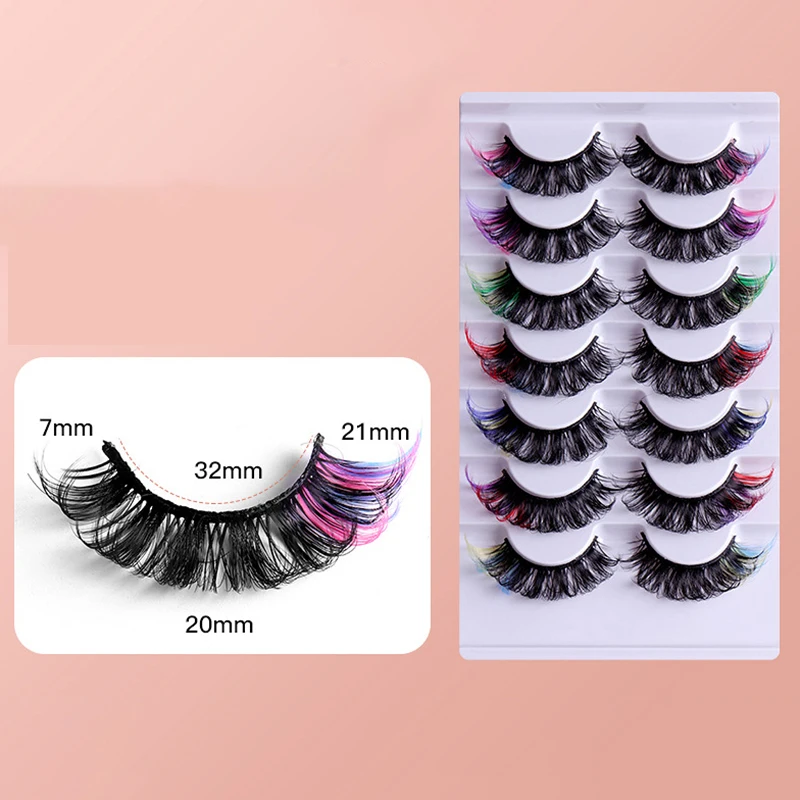 ชุดขนตาปลอมแบบไขว้หลากสีสัน 7 คู่เพื่อทำให้ดวงตาของคุณโดดเด่น