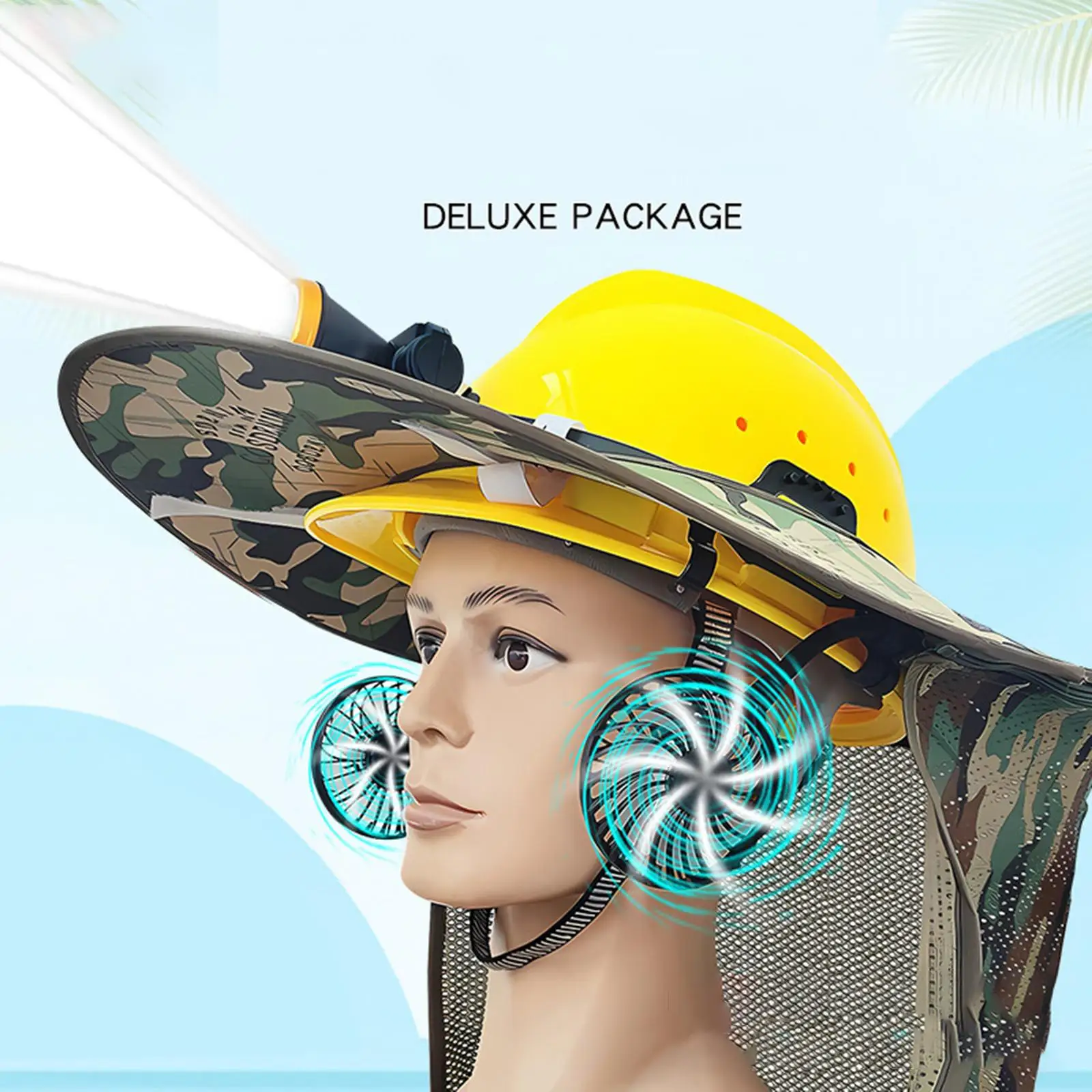 Veiligheidshelm koelventilator Praktisch voor bouwplaatsen Zomer Multifunctioneel