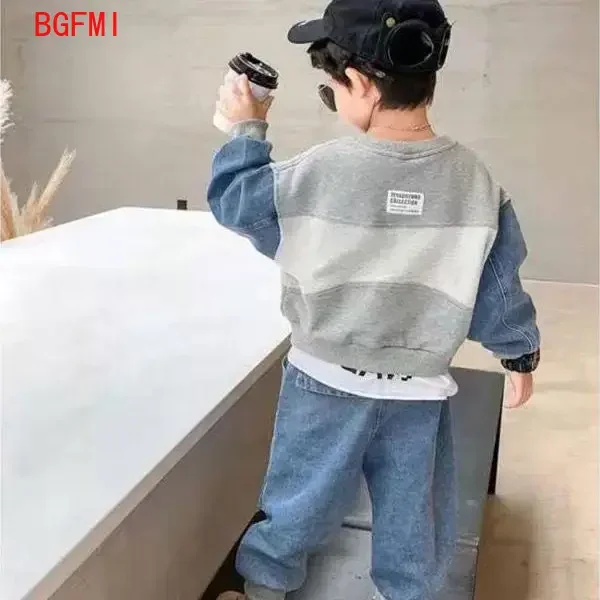 2-8 Yrs Baby Boys Fashion Clothing Sets Spring Autumn 2026 Children\'s Denim Korean Style Suit for Kids Two-piece Top+pant  Set