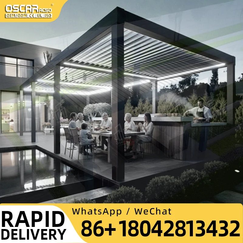 3X4 Outdoor Modern Manual Aluminium Structures Gazebo and Pergola for Garden Patio BBQ Areas pergola
