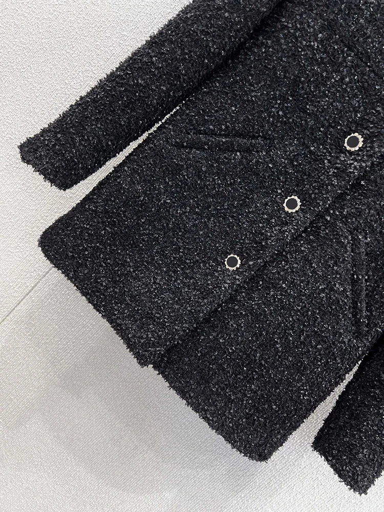 SVORYXIU Herfst 2025, dames nieuwe stijl, vintage stijl, opstaande kraag, weven, enkele rij gesp, middellange stijl jas