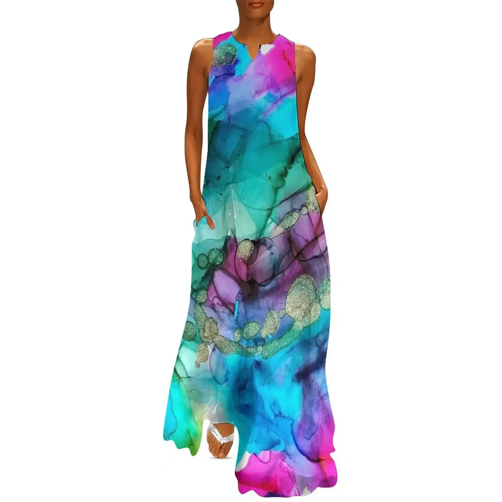 

Alcohol Ink Abstract India Dreams Long Dress Summer skirt beach dress ceremony dresses women's evening dresses Dress