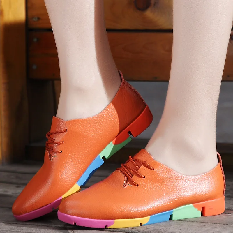 

Повседневные кожаные женские туфли для беременных, осенние, нескользящие, модные, экспортные, на плоской подошве, для медсестер, больших размеров, женская обувь