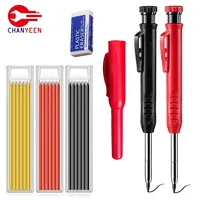 Reuseable Deep Hole Long Head Markers Pen Pencils Solid Carpenter Refill Leads Built-in Sharpener Woodworking Construction Tools