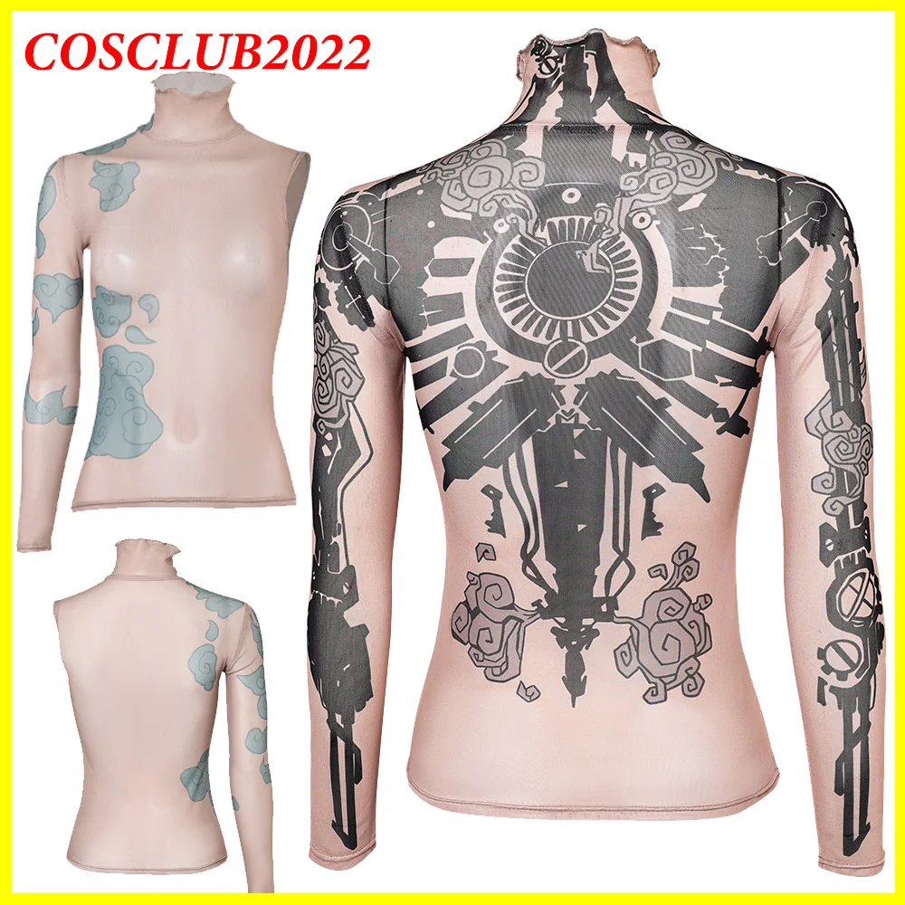 المرأة غامضة Jinx تأثيري قميص الوشم ملصق لعبة LOL لعب الأدوار تي شيرت صيفي طقم ملابس فستان الهالوين حتى بدلة الحفلات #1