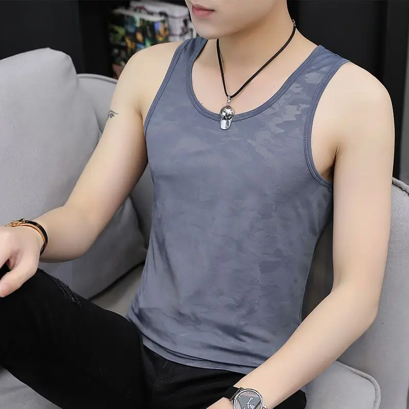 

Мужская дышащая облегающая фитнес-майка из ледяного шелка без рукавов, камуфляжная, модная летняя спортивная одежда из трикотажного полиэстера