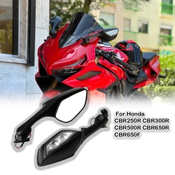 For Honda CBR250R CBR300R CBR500R CBR650F CBR650R Side Rearview Mirrors With Turn Signal LED Light CBR300R CBR500R CBR650F / R