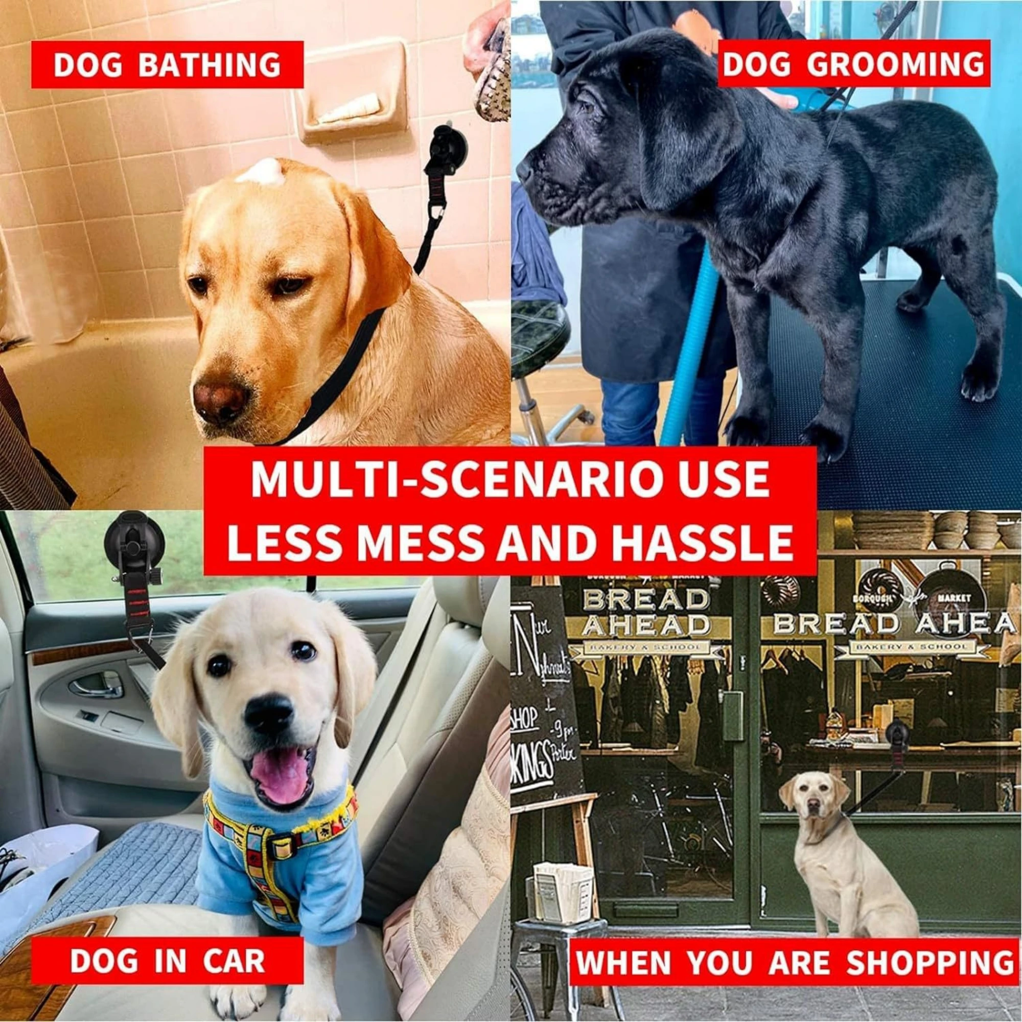 Adjustable Pet Bathing & Grooming Restraint – Tether Loop with Strong Suction Cup Sea700be2892145b996243edfa8d67a29K