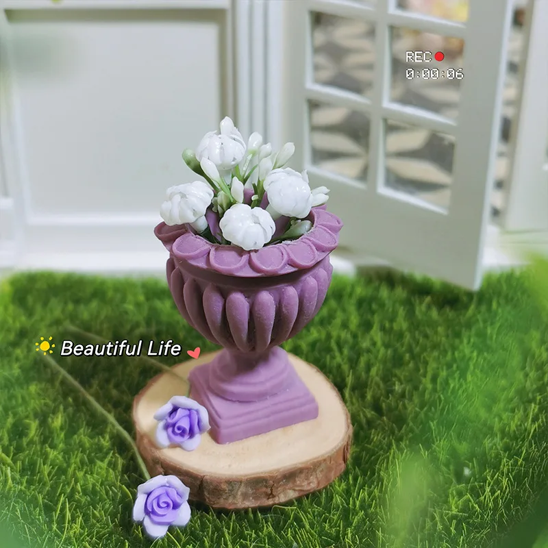 1:12 ドールハウスアクセサリー Diy ミニチュアモデル置物シミュレーションローマ柱植木鉢ドールハウスクリエイティブ装飾おもちゃ