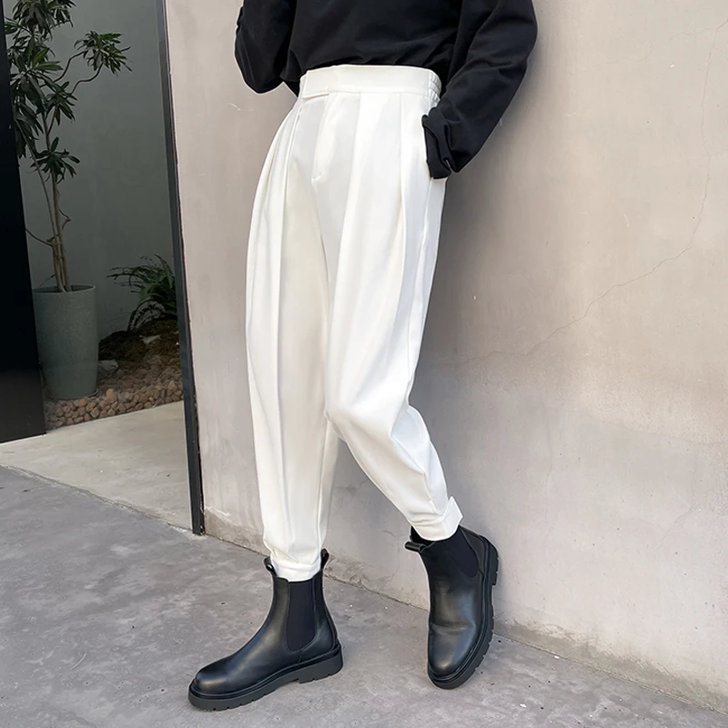 Neapolitan Men's Casual Pants Summer White Trousers Korean Style Trendy Magic Stick Sticky Comfortable Loose Fit Long Pants