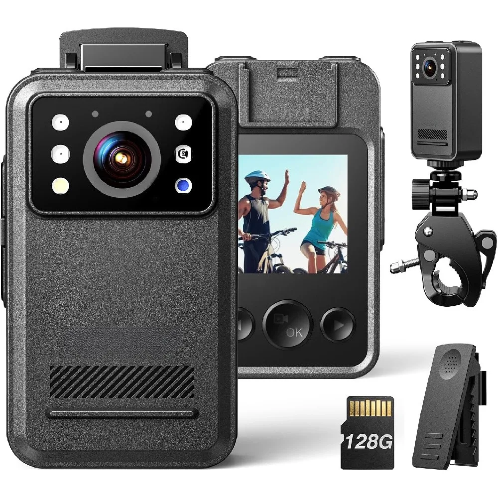 4K Small Body Camera  Mini Video Camera Camcorder Night Vision and Bike Mount On-The-Go Recording Law Enforcement Personal Usage