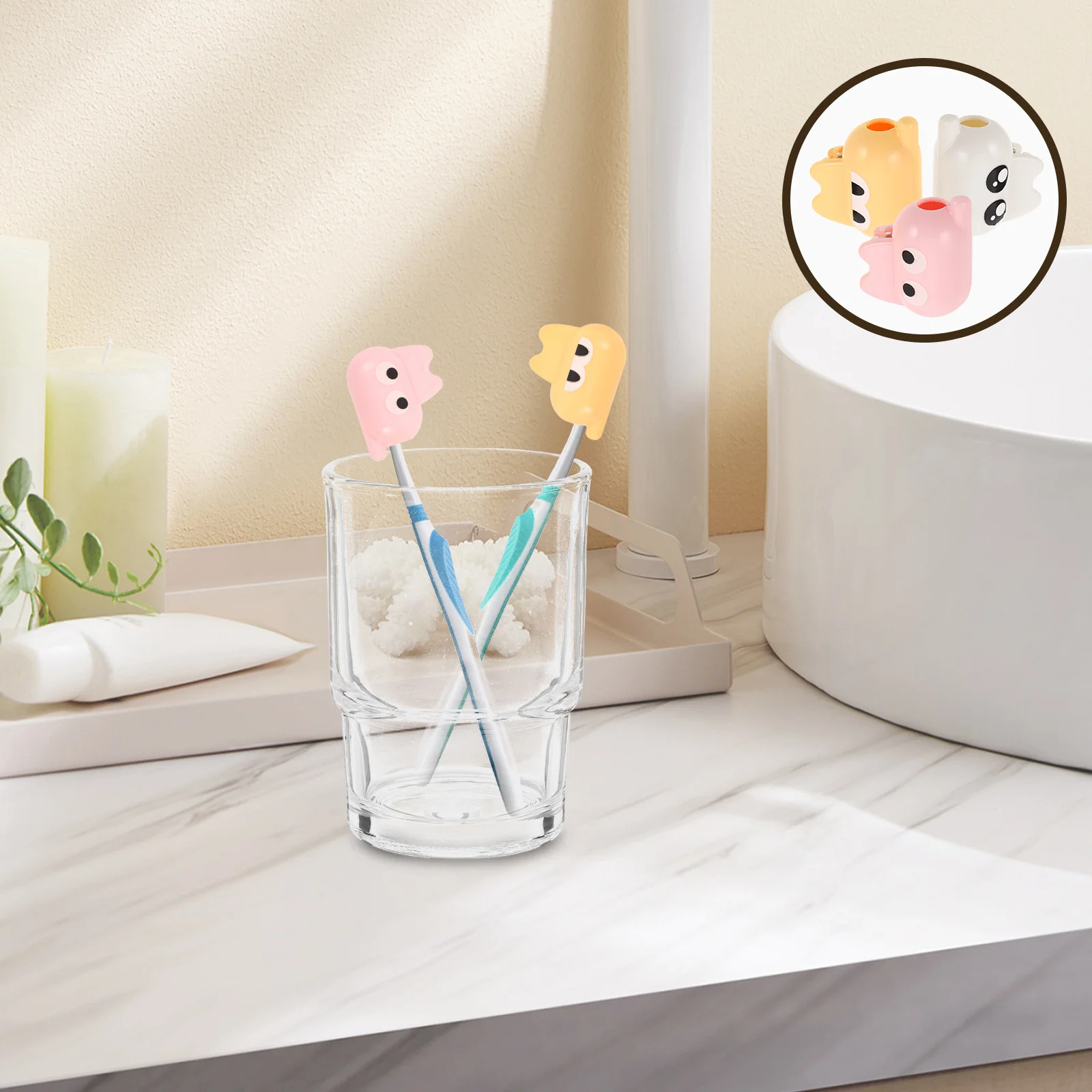 

3Pcs Toothbrush Head Covers Portable Dustproof Cartoon Plastic Protective Caps Travel Home Organizer Holder Tooth Brush Case