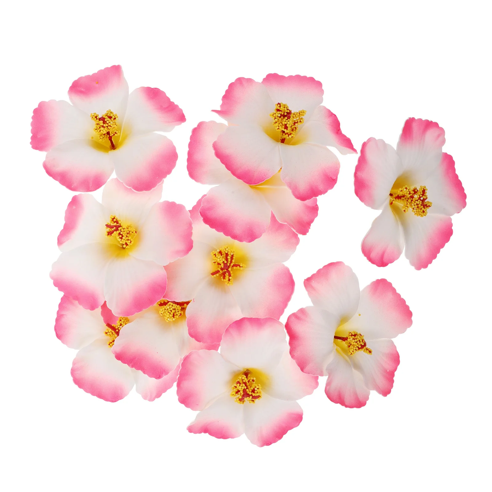 10 Piezas de Flores Tropicales Artificiales, Flores de Hibisco Hawaiano Realistas para Bodas en la Playa, Fiestas Luau, Accesorios para el Cabello, Decoración