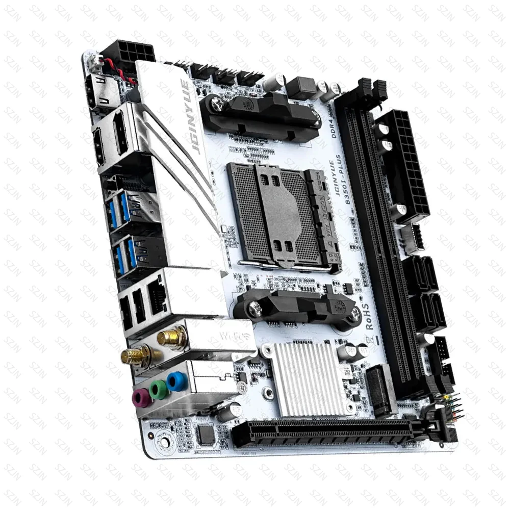 JGINYUE AM4 ITX Motherboard Set B350 Chip Ryzen 3-5-7 DDR4 Dual Channel Memory Max 32GB 2.5G Lan Support 2 M.2 XMP Motherboard