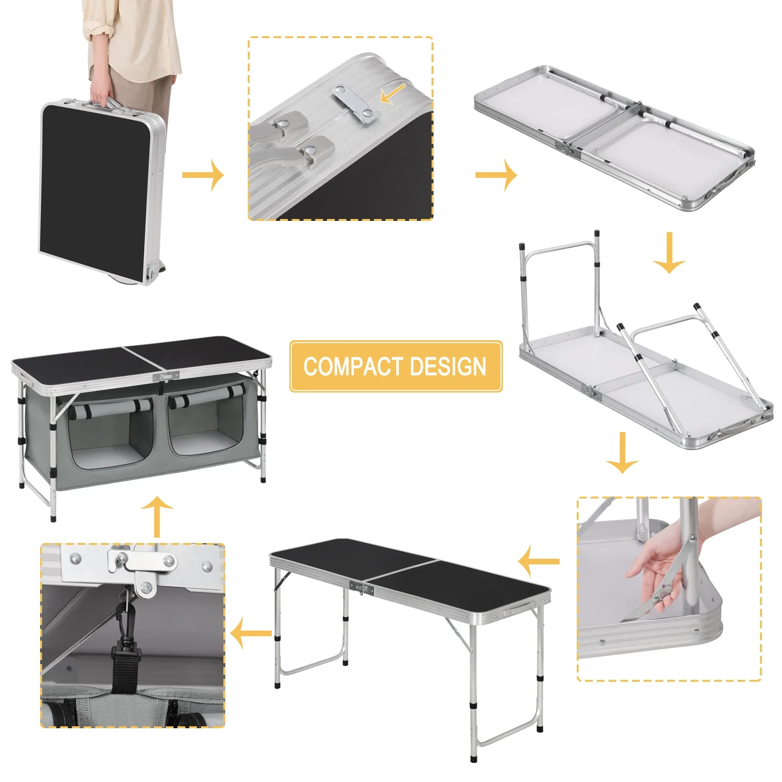 Valise en Aluminium avec Sac de Rangement Réglable, Idéale pour la Cuisine