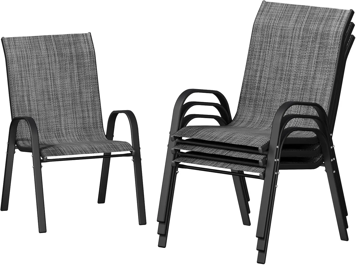 

4-Pack Stackable Patio Dining Chairs - High Back Textilene, 350LBS Capacity (Dark Grey)