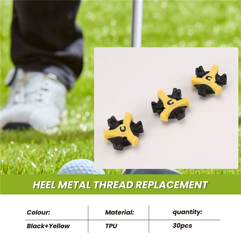 ABHS-30Pcs Soft Golf Shoe Spikes Metal Thread Studs Replacement Fit For Golf Spike