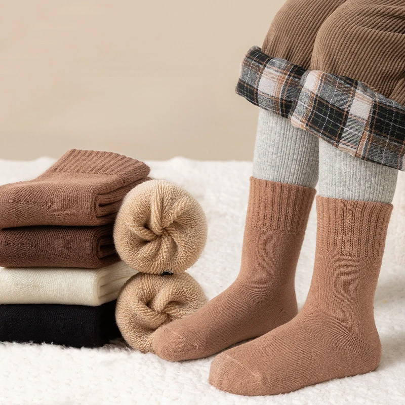 5 Paare/los Kinder Winter Socken Baumwolle Dicke Warm Halten Terry-loop Strumpfwaren für 1-12 Jahre Baby Jungen und Mädchen Kinder Handtuch Socken