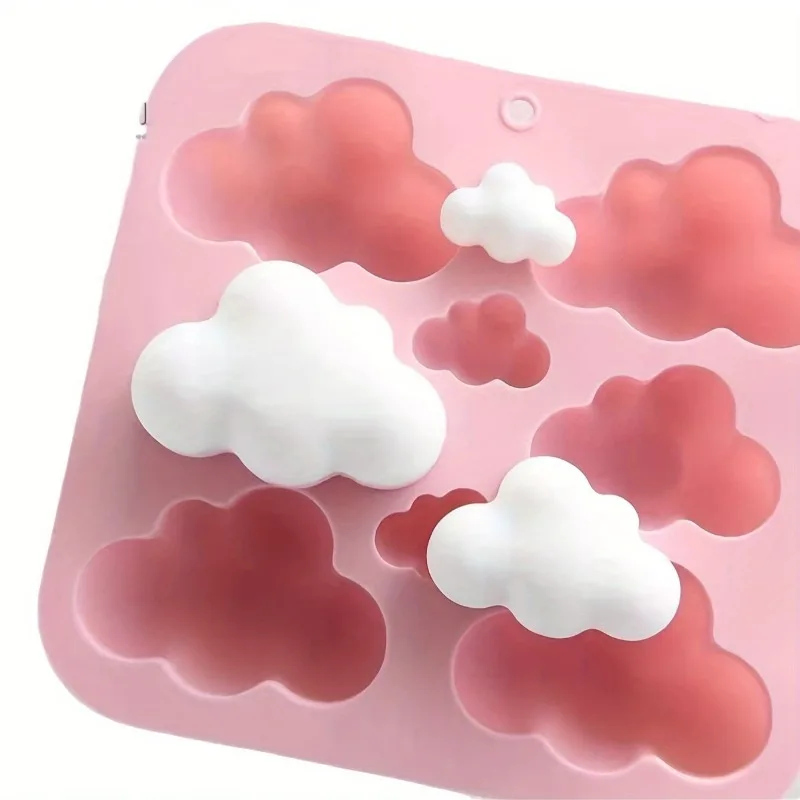Silicone Cloud-Shaped Mold for Candles and Desserts, 8-Cavity Specialty & Novelty Pan for Wedding, Flexible and Easy Release