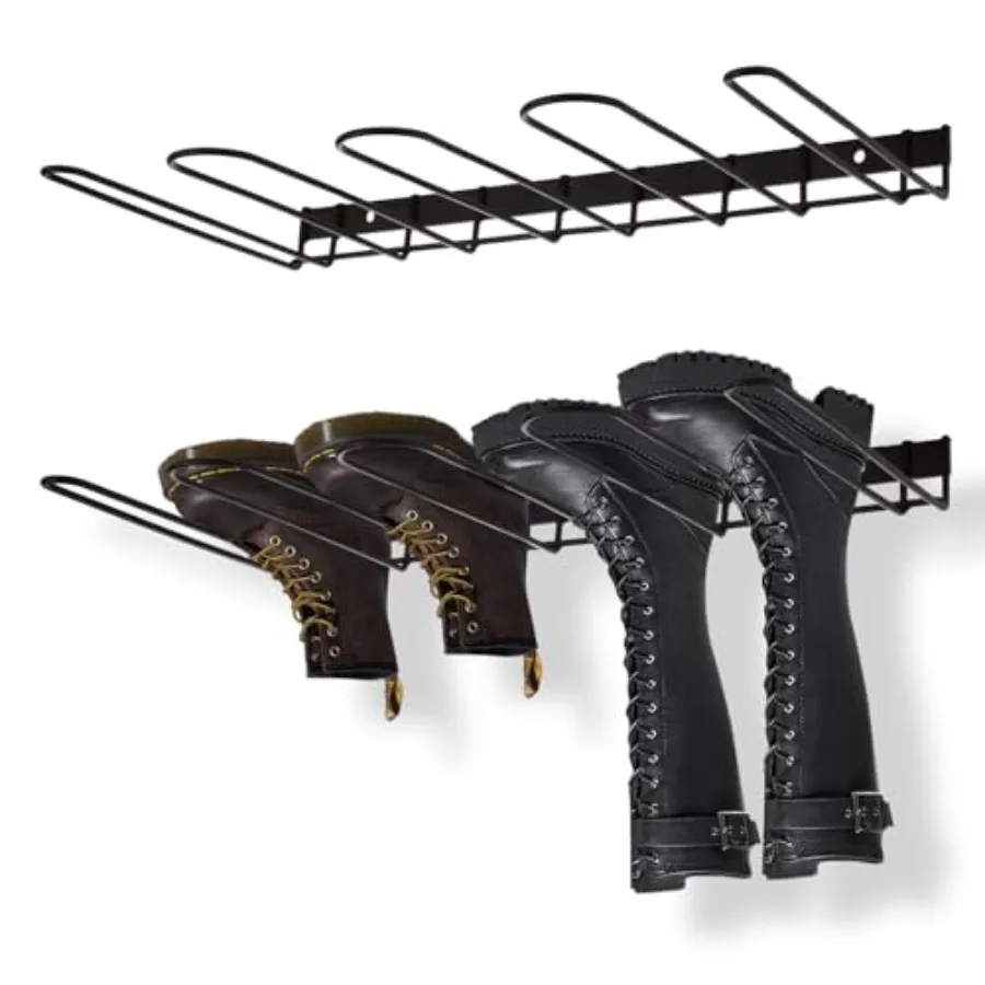 

2Pcs Boot Rack Wall Shoe Rack Black Wader Metal Shoe Hanger Tall Boots and Cowboy shoes for Closet Garage Entryway Indoor Outdo