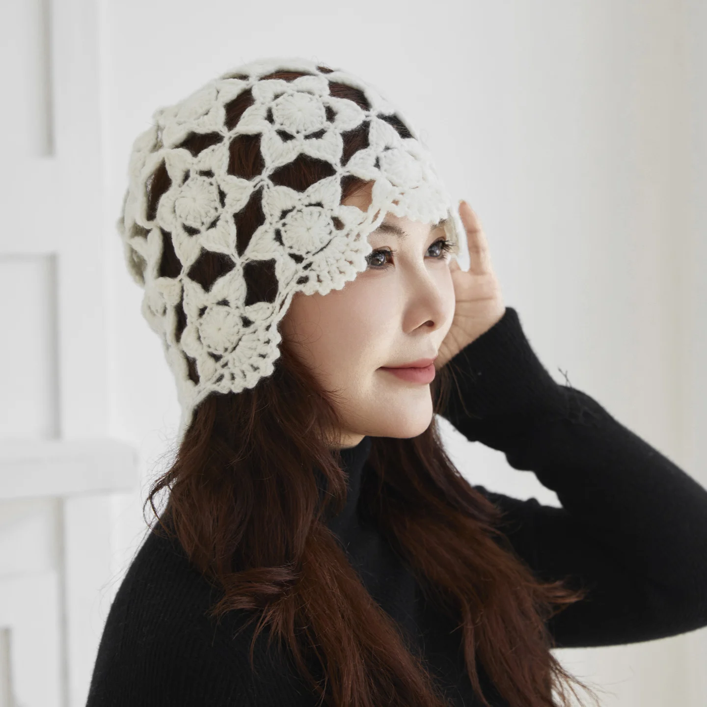 

Женская элитная шапка из 100% кашемира, ручной работы, с ажурной вязкой, изящная, стильная, в корейском стиле