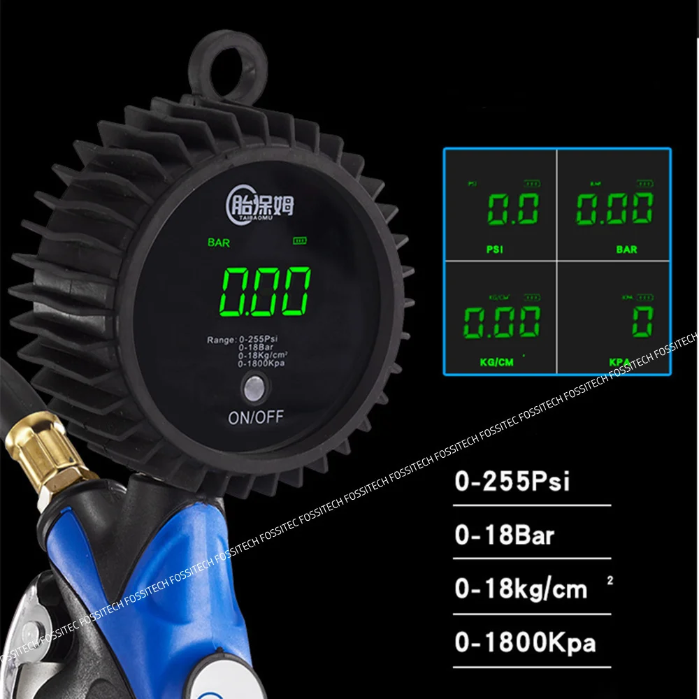 Imagem -05 - Alta-precisão Digital Pneu de Carro Inflação Deflação Arma Automóvel Pneu Medidor de Pressão de ar Monitor de Pressão de Pneus Inflator Rápido