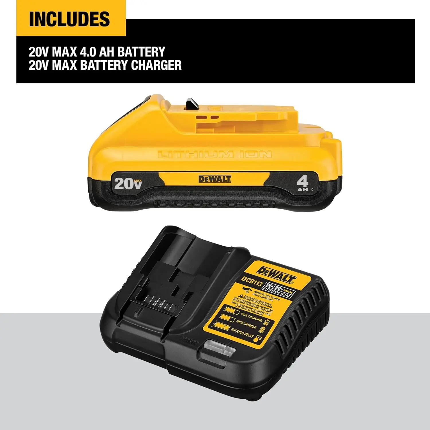 

DEWALT 20V MAX* Battery, Compact Starter Kit, 4.0-Ah (DCB240C)