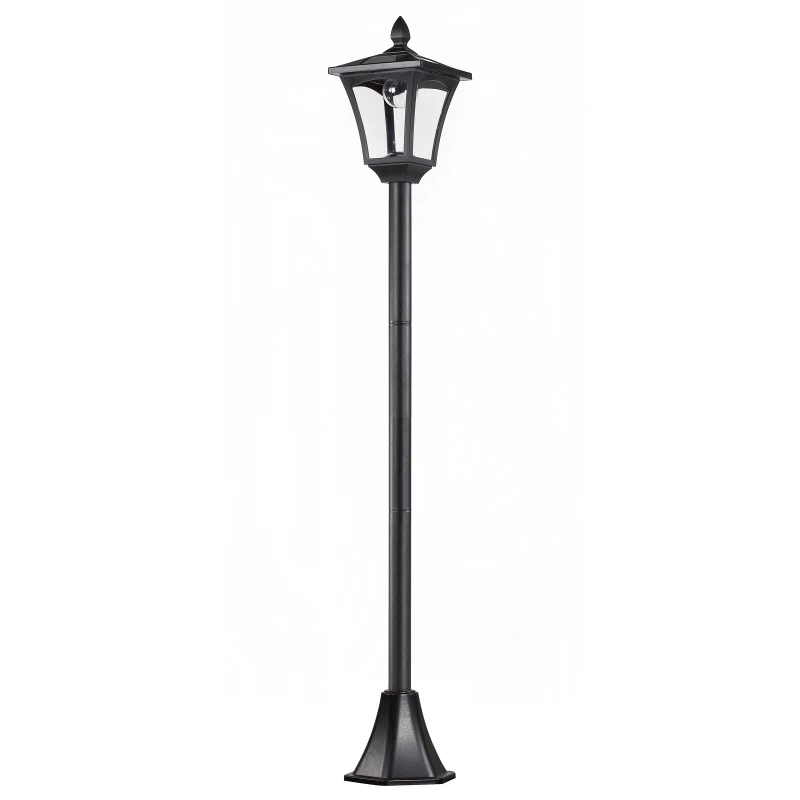 Solar Gartenlaterne LED Wegleuchte 40 Lumen Schwarz, Edelstahl, Wetterfest, Automatischer Lichtsensor, Energiesparend 160cm