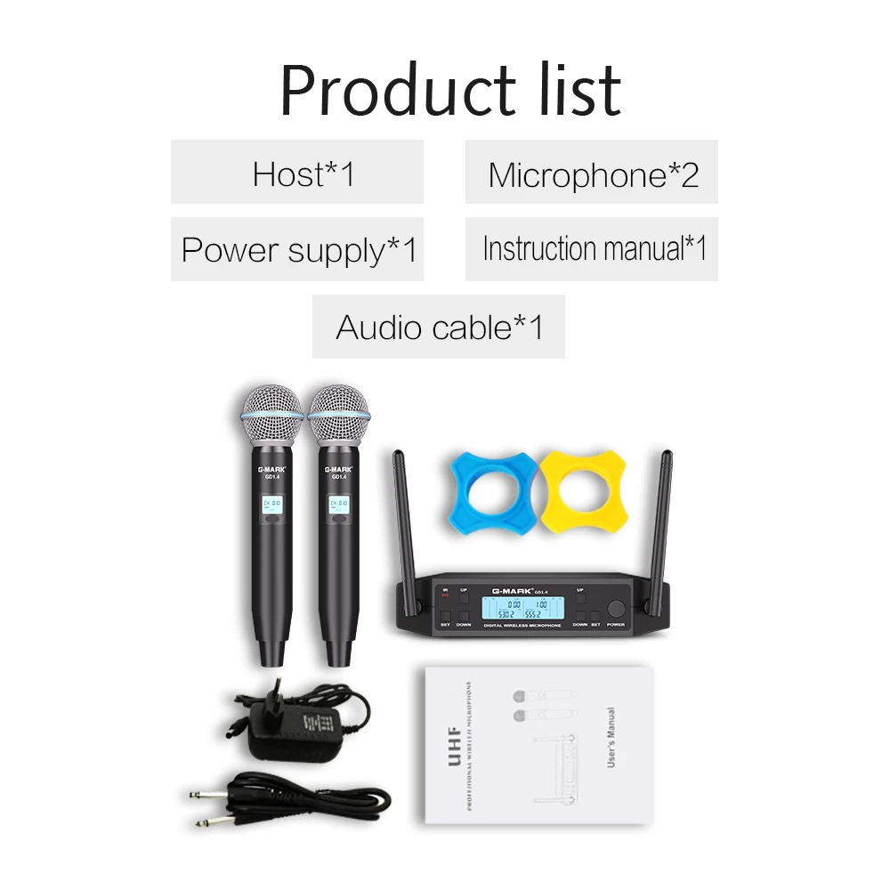 Microphone Wireless G-MARK GD1.4 Professional UHF System Handheld Mic For Stage Speech Wedding Show Band Home Party Church