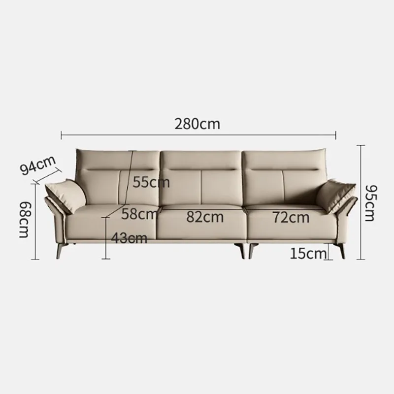 Yjq sofa living room small apartment three-person straight row leather art apartment small apartment sofa