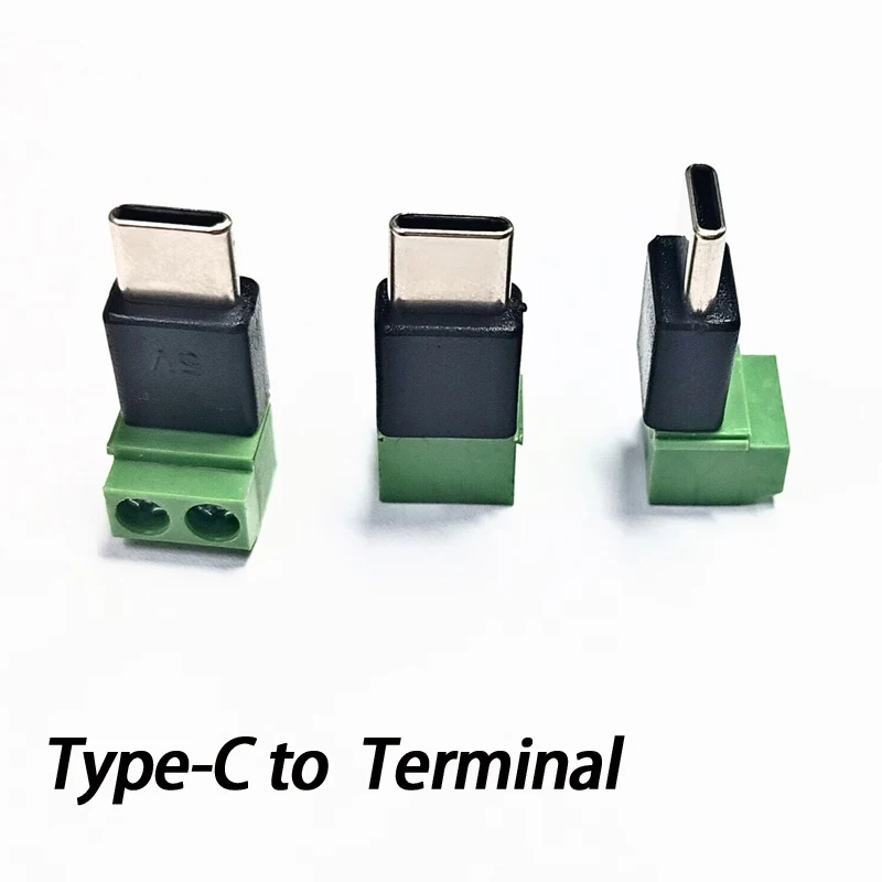 Type C Public 2Pin 5V Solderless Green Terminal Adapter USB Fast Connector for Mobile Phone and Computer Charging