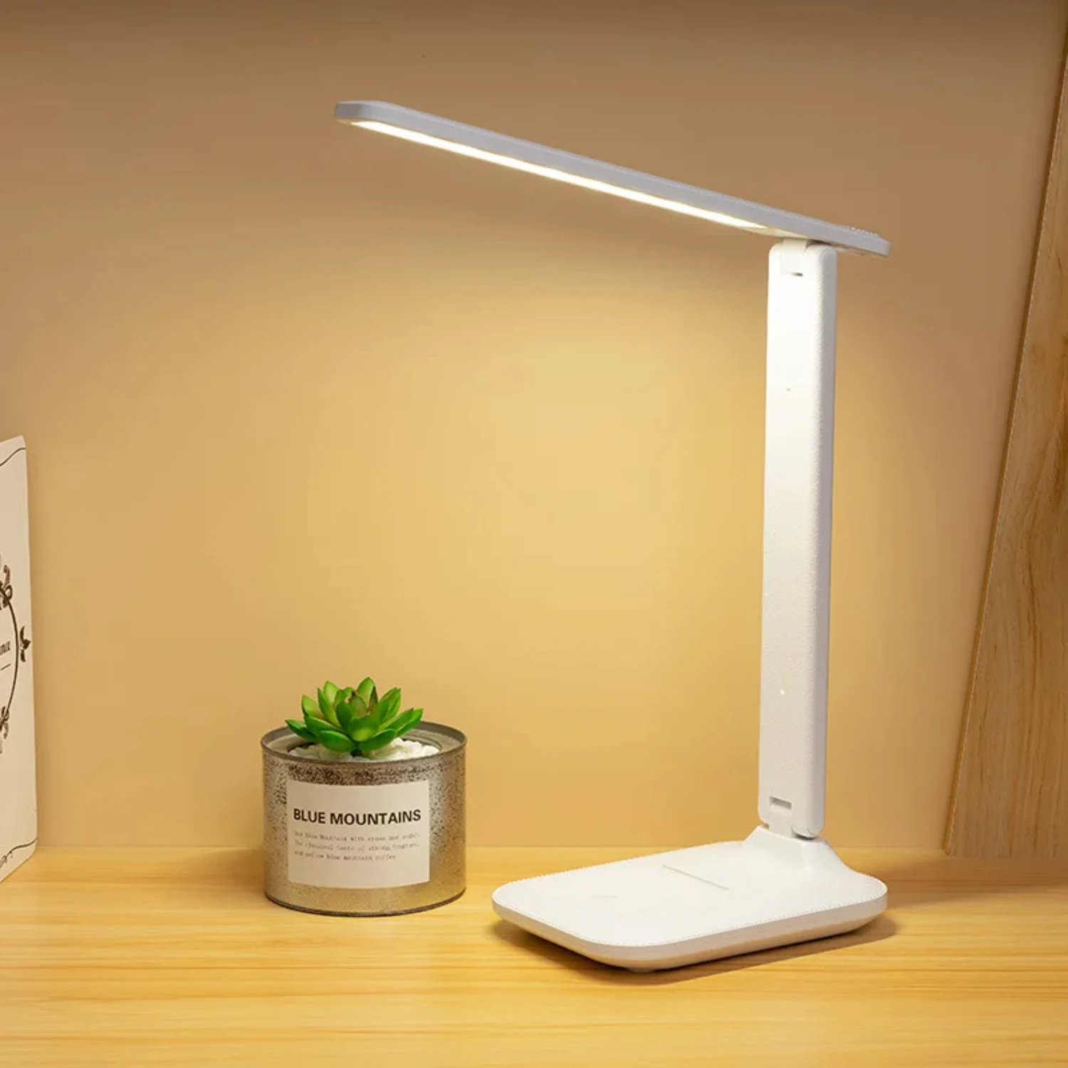 Foldable USB Table Lamp w/ 6000mAh Battery for Night Time Reading - 3 Dimmable Color Settings