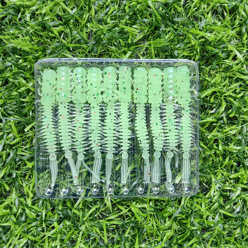 MUKUN Wurmköder, 10 Stück, Mini-Köder, 45 mm, 0,4 g, weicher Silikonköder, künstliche Larve-Gummi-Köder, Wobbler, Bass-Angelköder – Detail 17