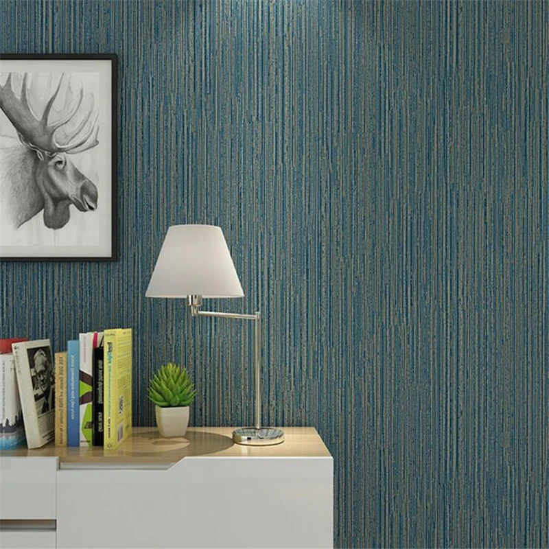 Beibehang Modern Vertical Stripes Dark Green Solid Color 3d Wallpaper Solid Color Bedroom Shop Background Wallpaper Home Decor