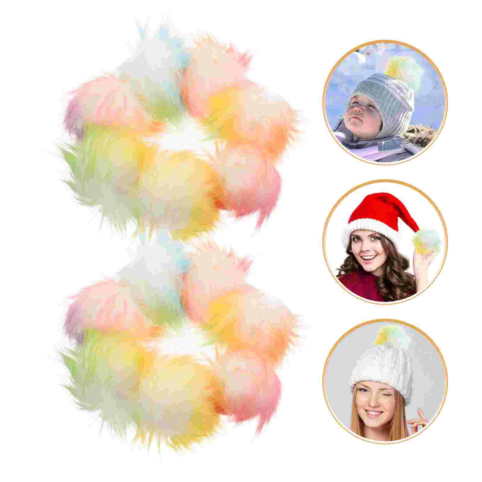 16 Pcs Faux Fur Pom Poms for Hats Clothes Ball Clothing Accessories Plush Decor Fluffy Braid