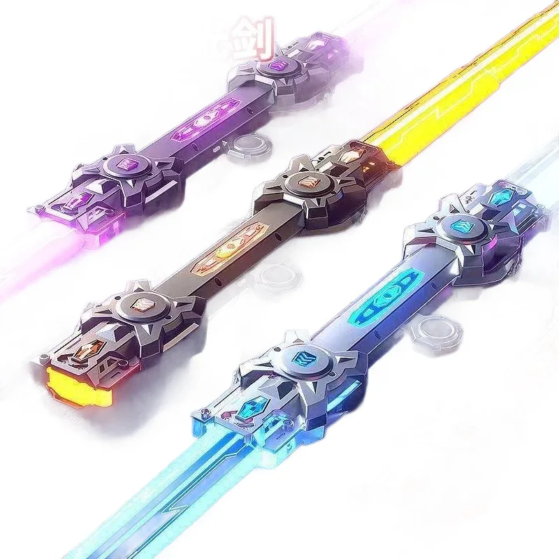 Double‑Headed Retractable Lightsaber Toy USB Charging Colors LED Light Sword with Sound for Boys Cosplay