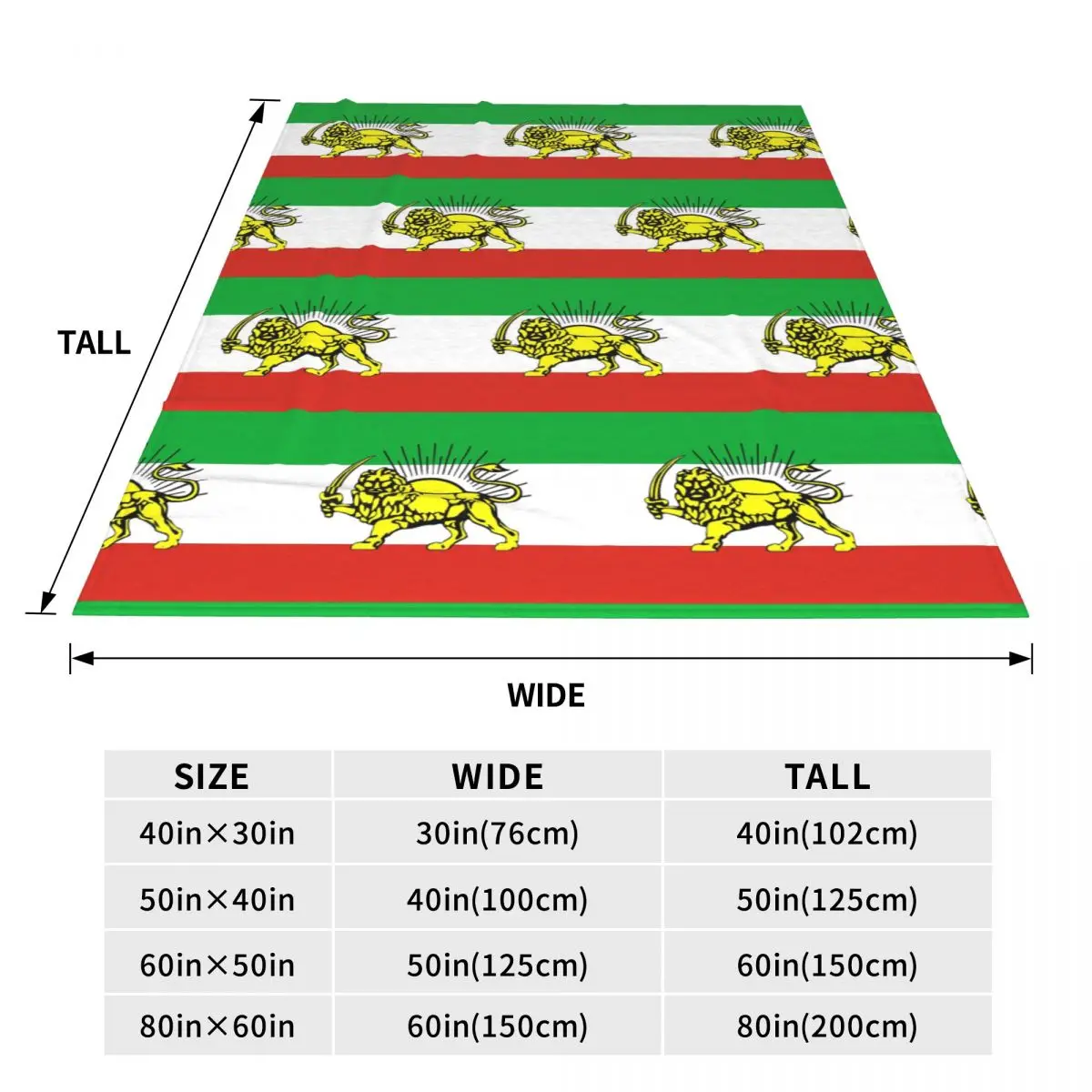Flag Of Persia Iran (Pahlavi) Blanket Soft Warm Flannel Throw Blanket Bedspread for Bed Travel Home Sofa