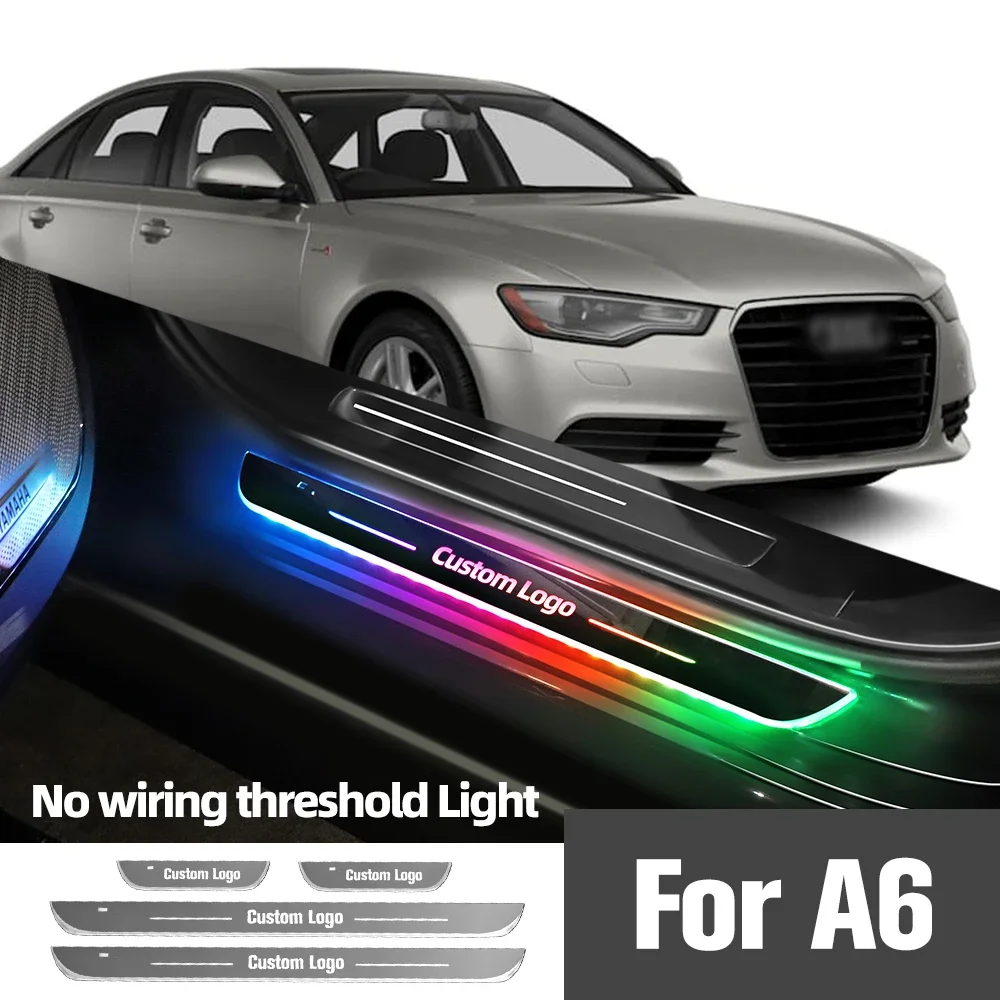 

For Audi A6 C5 C6 C7 C8 1997-2023 2018 2019 Car Door Sill Light Customized Logo LED Welcome Threshold Pedal Lamp Accessories