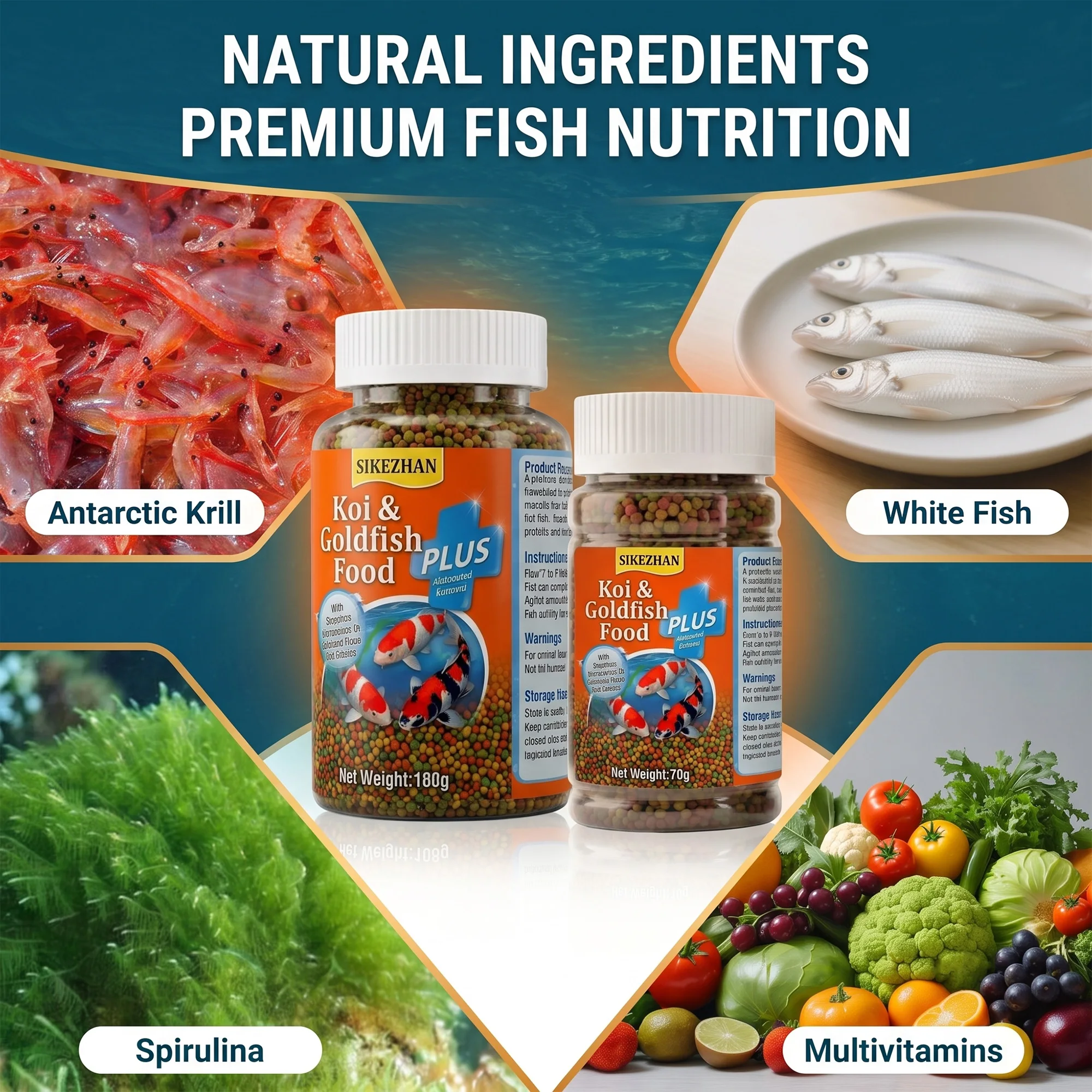 Floating Koi & Goldfish Food Pellets Koi Pond Fish Growth Natural Color Enhancing Krill Spirulina for Aquariums Immune Booster