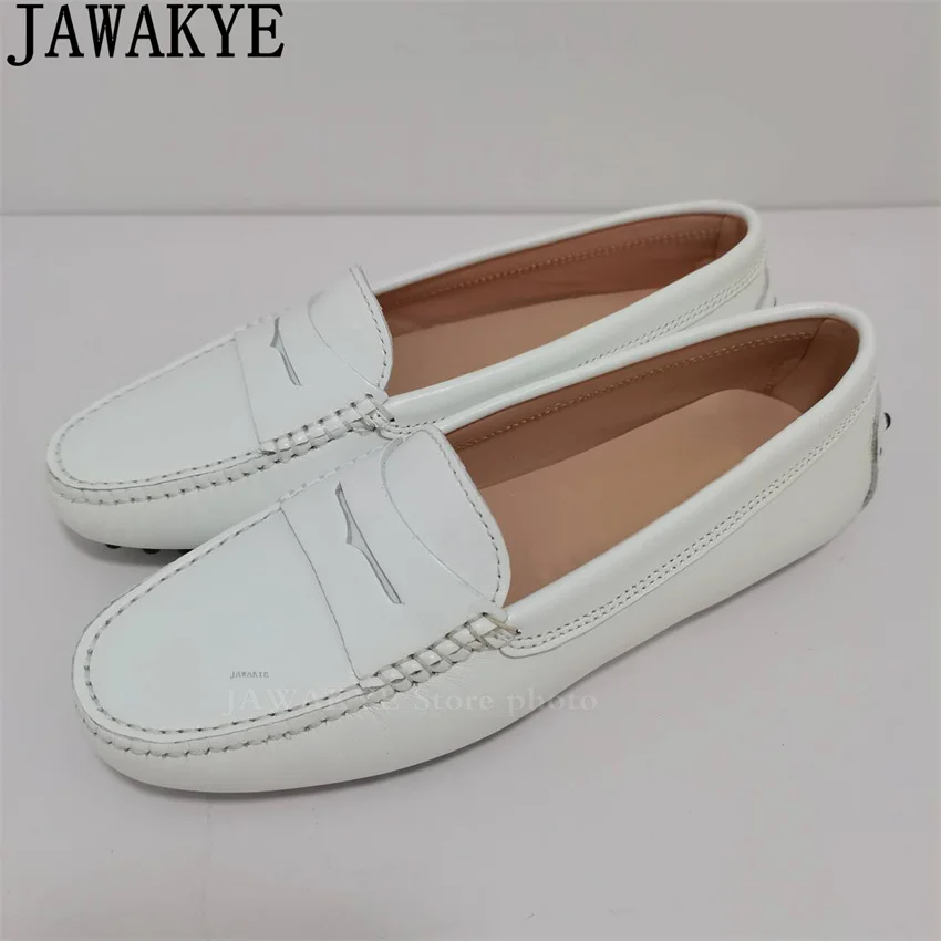 Summer Hot Doudou Shoes Women\'s Loafers Flat Shoes Casual Slip-on Walk Shoes Runway Formal Business Genuine Leather Shoes Woman