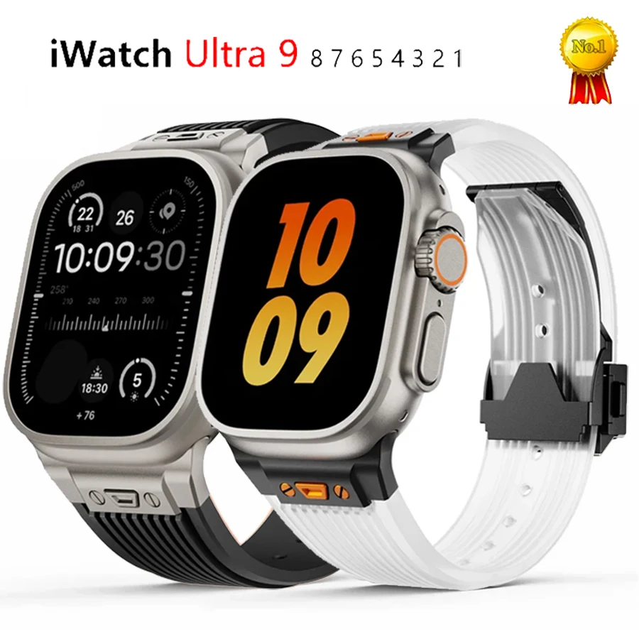 

Ремешок силиконовый для Apple Watch Ultra 2 49 мм Series 9 8 7 45 мм 44 мм, прозрачный спортивный браслет для IWatch 6 5 4 3 Se 42 мм