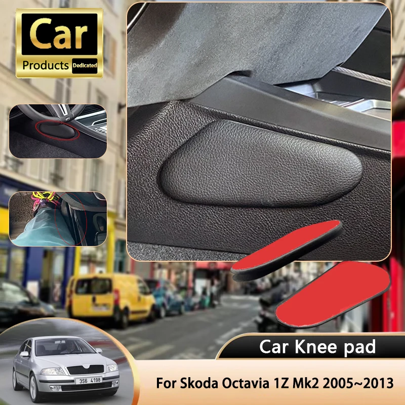 For Skoda Octavia 1Z Mk2 2th 2Gen 2005~2013 2006 Car Leg Knee Pad PU Lether Center Control Rest Cushions Thigh Support Cushion