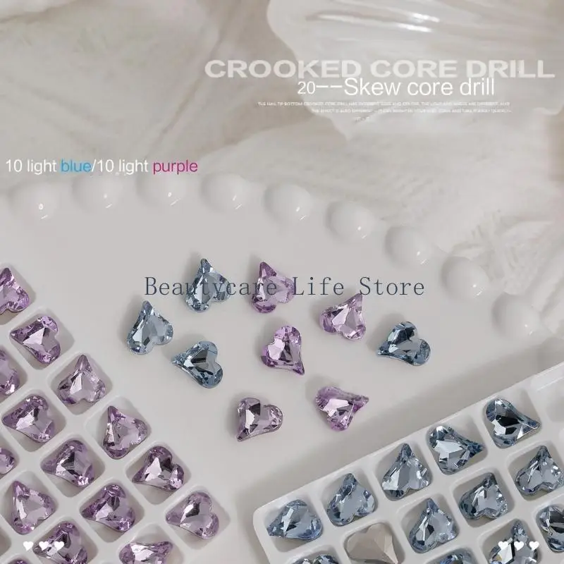 

652C 20Pcs 3D Nail Jewelry Luxury Nail Art Rhinestones Studs Crystal Diamond Gems Pack for Nail Decorations Rings Earring DIY