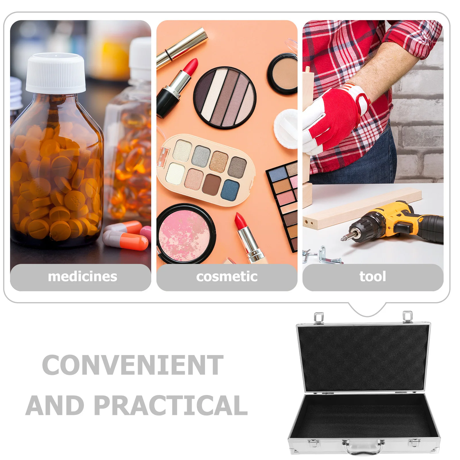 내구성 알루미늄 합금 도구 상자 의학 보관 용기 대형 공간 알약 주최자 가정용 도구 상자