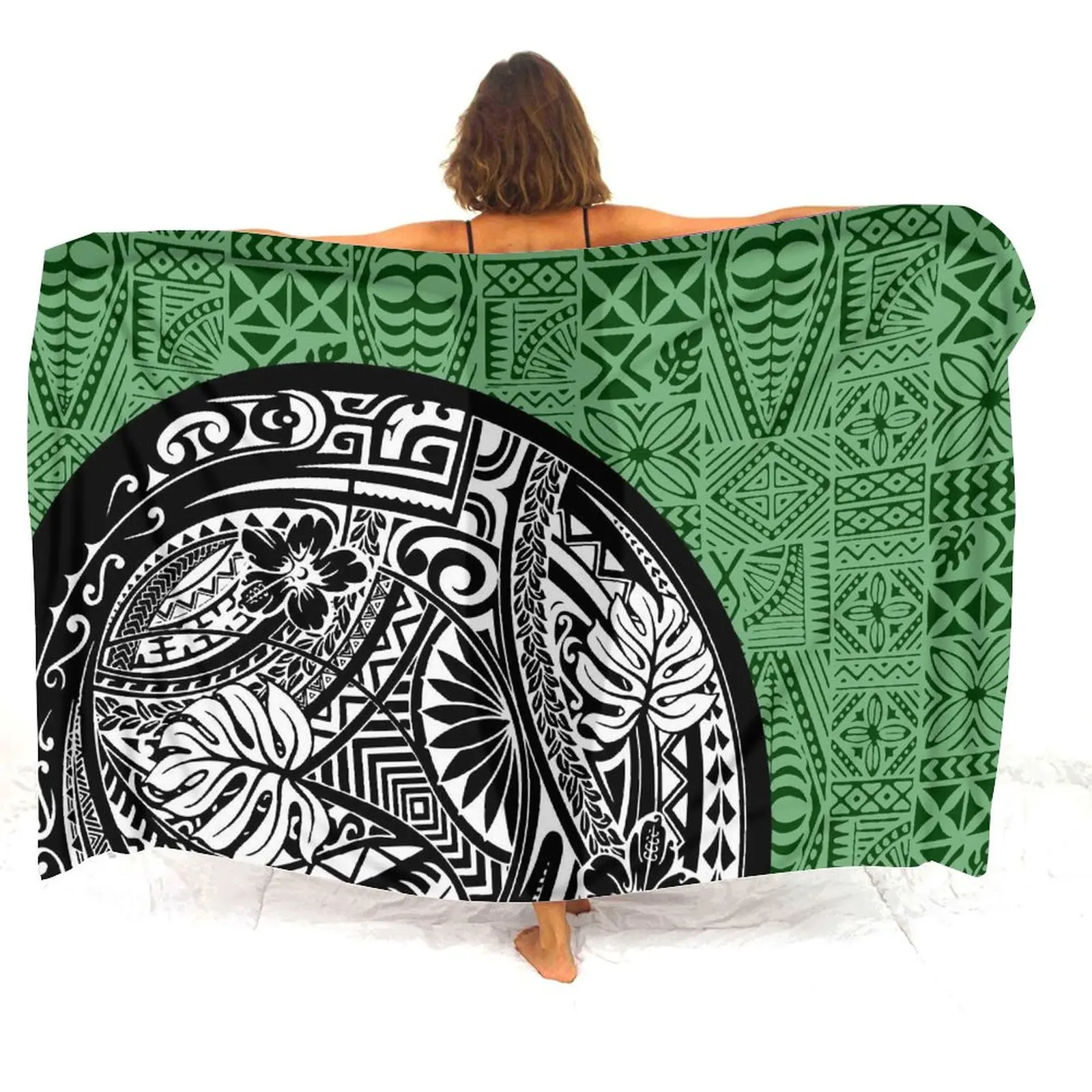 New Women'S Sarong Hawaii Samoa Beach Resort Soft One-Piece Shawl Sunblock Coat Soft Fabric Polynesian Tribal Design Sarong