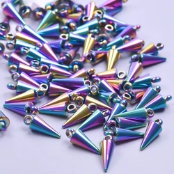 30pcs/lot 201 Stainless Steel Rainbow Punk Charms Cones Trending Pendants Accessories diy Charms for Jewelry Making Earring Bulk