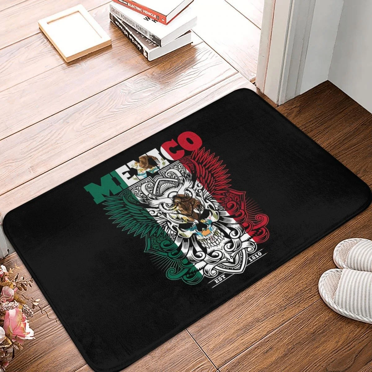 Mexico Skull Anti-Slip Doormat Bath Mat Mexican Flag Dark Guardian Hallway Carpet Welcome Rug Bedroom Decor