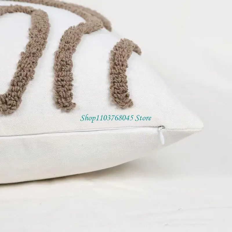 R53F Modern Tufted Pillow Cover Bohemians Design Polyester Durable Concealed Zippers Decoration